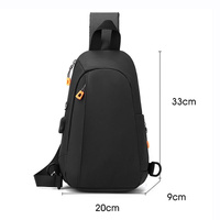 Waterproof Sports Chest Bag One Shoulder Diagonal Bag Black thumbnail