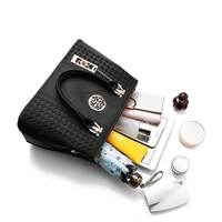 Women Leather Messenger Handbag - Stylish and Functional - Black thumbnail