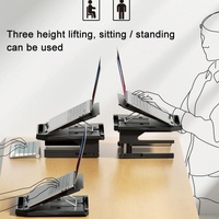 Foldable Aluminum Laptop Stand - Double Layer Heightening Bracket Black thumbnail
