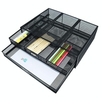 Double Iron Desktop Stand with Drawer for Height Increase and Storage - Black thumbnail