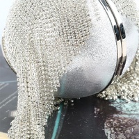 Crystal Tassel Clutch for Weddings and Parties - Black Crystal Bag thumbnail