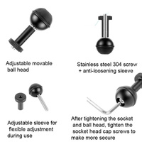 Adjustable Ball Head Adapter for Underwater Photography Lights - 1/4 Inch Red thumbnail