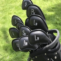 Versatile 12-piece Golf Club Cap Set in Black Pu Leather with Litchi Texture thumbnail