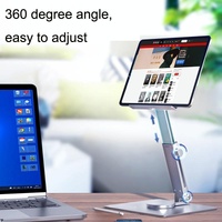 Portable Telescopic Desktop Phone Stand - Foldable & Rotating - Silver thumbnail