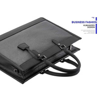 Large-capacity Leather Laptop Messenger Briefcase in Black thumbnail
