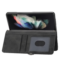 Leather Grid Texture Phone Case with Lanyard for Samsung Galaxy z Fold 4 - Black thumbnail