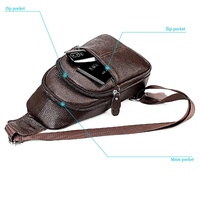 Stylish Genuine Leather Crossbody Chest Bag For Men And Women Functional And Versatile Design - Coffee thumbnail