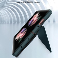 Foldable Leather Phone Case for Samsung Galaxy z Fold 4 - Horizontal Flip - Plain Black thumbnail