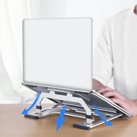 Foldable Aluminum Laptop Stand for Desktop Cooling - Elegant Silver thumbnail