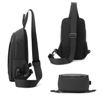Waterproof Men Chest Bag Multifunctional Shoulder Crossbody For Riding And Casual Use - Black thumbnail