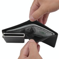 Rfid Blocking Short Wallet with Automatic Pop Up - Black thumbnail
