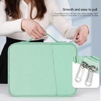 Leather Portable Bag with Cloth Texture - Blue thumbnail