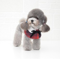 Dog Shawl Small Cloak Pet Bow Ttie Saliva Towel Pet Accessories - Size S - Red Grid thumbnail
