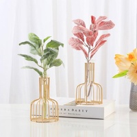 Black Wrought Iron Hydroponic Glass Flower Decoration - no Fake Flowers - Gold thumbnail
