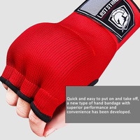 Protective Half Finger Boxing Gloves With Gel Padding And Wrist Support - One Size - Red thumbnail