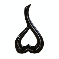 Creative Heart-shaped Ceramic Flower Vase for Home Office or Wedding Decor - Black thumbnail
