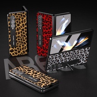 Leopard Print Phone Case with Holder for Samsung Galaxy z Fold 4 / 5g - Gold thumbnail