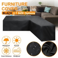 Waterproof Outdoor Corner Sofa Cover - 286x222x82cm - Black thumbnail
