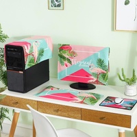 Universal 3-in-1 Desktop Pc Dust Cover - Fits 23-24 Inch Screens - Flamingo thumbnail