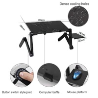Adjustable Foldable Laptop Stand with Fans & Mouse Pad - Portable Aluminum Alloy - Black thumbnail