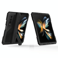 Waterproof Metal Phone Case with Folding Holder for Samsung Galaxy z Fold 4 - Red thumbnail