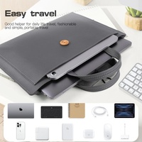 Portable Laptop Inner Bag with Elastic Thread Button - Brown thumbnail