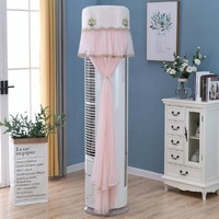 170cm Vertical Lace Air Conditioner Dust Cover - Round Column - Pink thumbnail