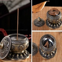 Medium Eight Treasure Incense Burner Decoration - Perfect for Home - Pale Red thumbnail