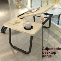 Adjustable Folding Laptop Desk with Cup Holder - Four-speed Lifting Table for Dorms - Black Gold Wire thumbnail