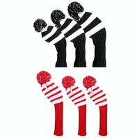 Set of 3 Knitted Golf Club Covers - Black thumbnail