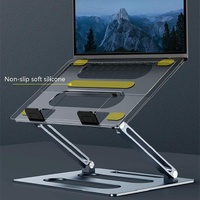 Adjustable Metal Notebook Stand - Gray Desktop Support thumbnail