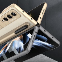 Leather Case with Holder & Pen Slots for Samsung Galaxy z Fold 4 - Thin & Shockproof - Black thumbnail