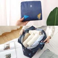 Waterproof Foldable Travel Bag - Compact & Durable - Navy Blue Flamingo thumbnail