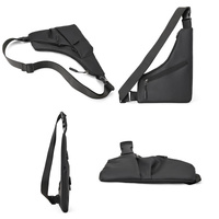 Leather Anti Theft Triangle Bag Secure Crossbody Chest Bag - Black thumbnail
