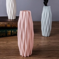 Set of 3 Creative Plastic Camellia Vases for Wet and Dry Decor - Pink thumbnail