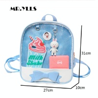 Mini Clear Kids Backpack with Bow - Perfect for School - Blue thumbnail