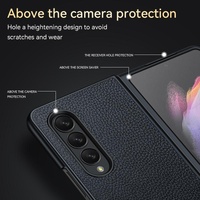 Handmade Leather Shockproof Tpu Case for Samsung Galaxy z Fold 4 - Blue thumbnail