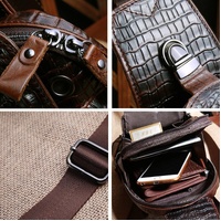 Men Cowhide Crocodile Texture Crossbody Chest Bag One Shoulder Design - Crocodile Head thumbnail