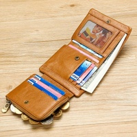 Multi-functional Oil Wax Leather Rfid Wallet - Black thumbnail