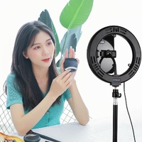 7.9 Usb 3 Modes Dimmable Dual Colour Led Ring Light with Mirror for Vlogging and Photography - Black thumbnail