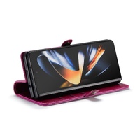 Premium Crazy Horse Leather Phone Case for Samsung Galaxy z Fold 4 - Coffee thumbnail