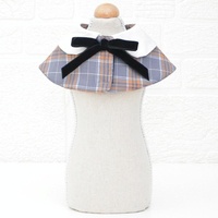 Dog Shawl Small Cloak Pet Bow Ttie Saliva Towel Pet Accessories - Size M - Black White Grid thumbnail