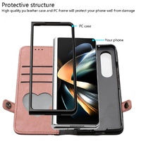 Leather Phone Case with Side Buckle for Samsung Galaxy z Fold 4 / 5g - Red thumbnail