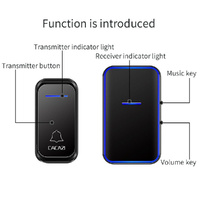 Wireless Digital Doorbell For Elderly - Home Smart - Black thumbnail