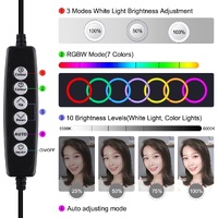 30cm Curved Surface Led Ring Light with Tripod and Phone Clamp - 10 Modes 8 Colours Usb Powered thumbnail