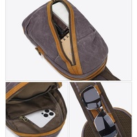 Canvas & Leather Men Chest Bag Crossbody & Waist Bag Combo - Khaki thumbnail