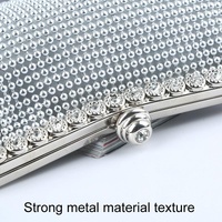Rhinestone Evening Clutch for Ladies - Beaded Banquet Bag - Silver thumbnail
