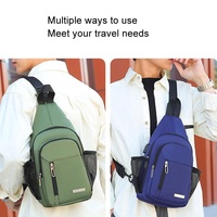 Men Oxford Cloth Chest Bag Casual Crossbody Shoulder Backpack - Light Grey thumbnail