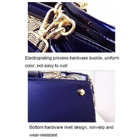 Shiny Leather Handbag with Single-sided Embroidery - Black thumbnail