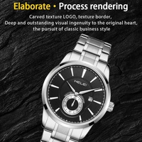 Waterproof Men Quartz Watch with Night Light - H9009b-g - Silver Black thumbnail